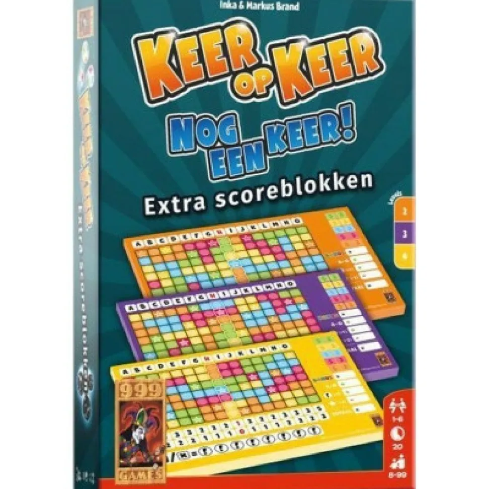 999 Games Dobbelspellen>Keer Op Keer Scoreblok 3 Stuks Level 2, 3 En 4 - Dobbelspel