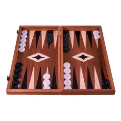 Manopoulou Dammen>Mahonie 3 In 1 Backgammon/Schaak/Dam Bord Small Zwart