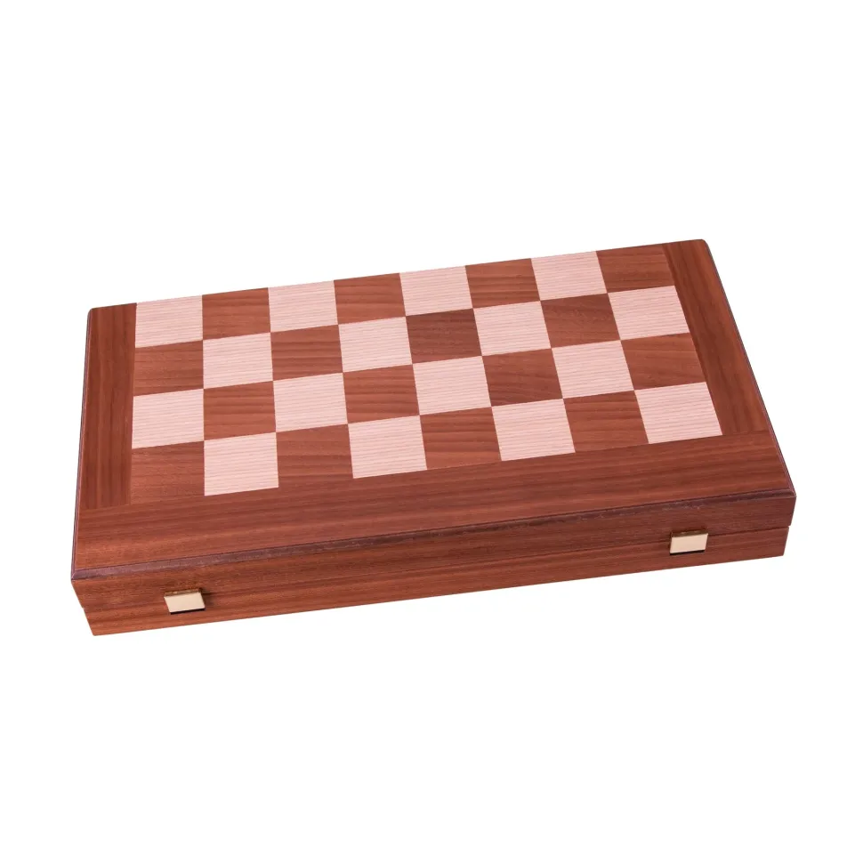 Manopoulou Dammen>Mahonie 3 In 1 Backgammon/Schaak/Dambord Medium Zwart