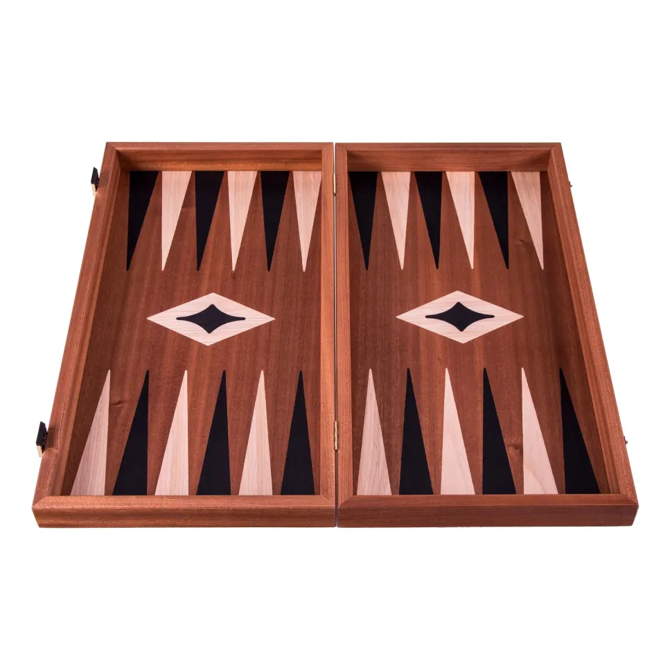 Manopoulou Dammen>Mahonie 3 In 1 Backgammon/Schaak/Dambord Medium Zwart