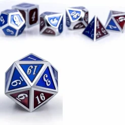 Dice Habit Dobbelstenen>Metal & Enamel Dice Set - Burgundy & Blue