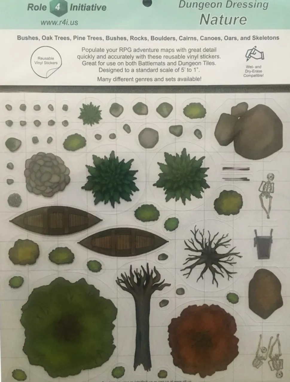 Role 4 Initiative Battlemats>Nature: Dungeon Dressing: Dry Erase Vinyl Stickers