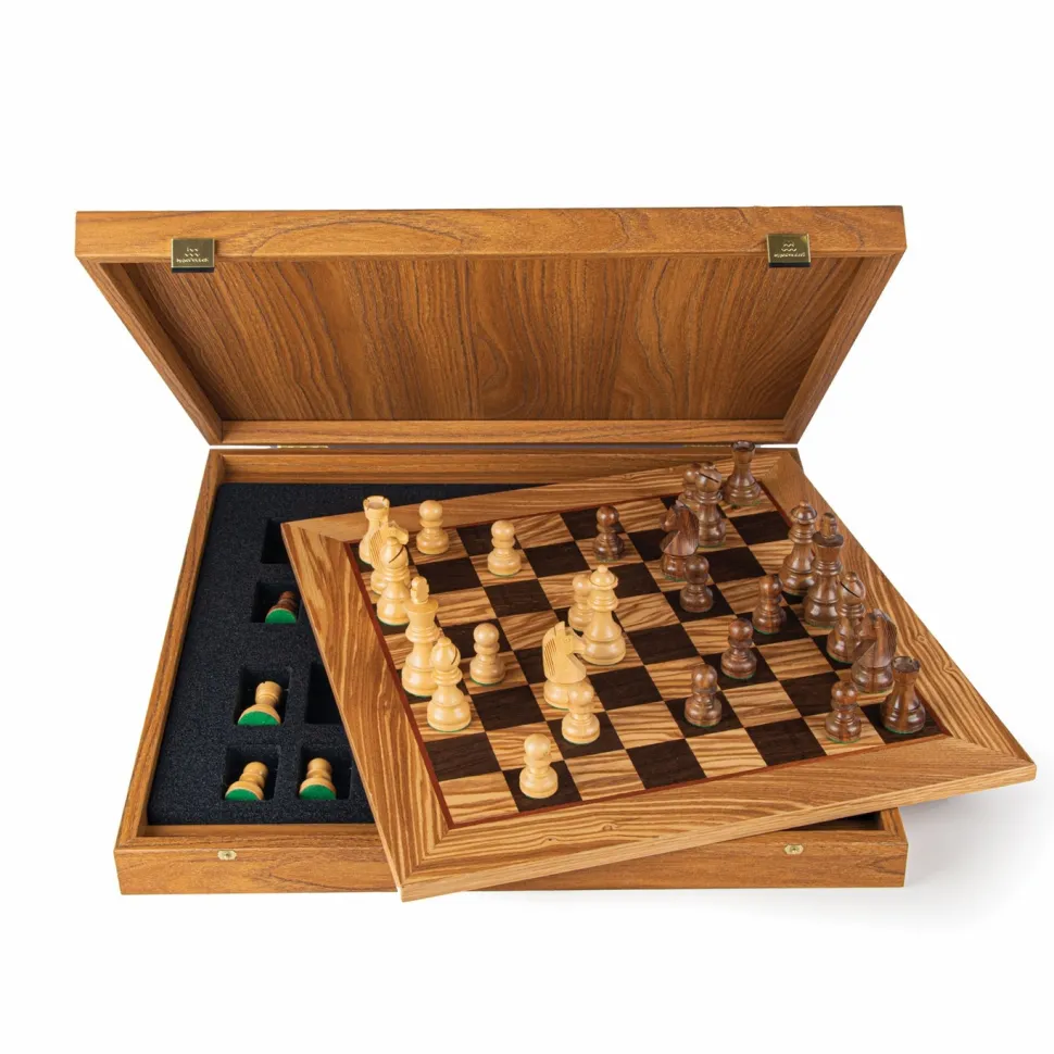Manopoulou Schaaksets>Olive Burl Chess Set 40X40Cm (Medium) With Staunton Chessmen 7,7Cm Koning