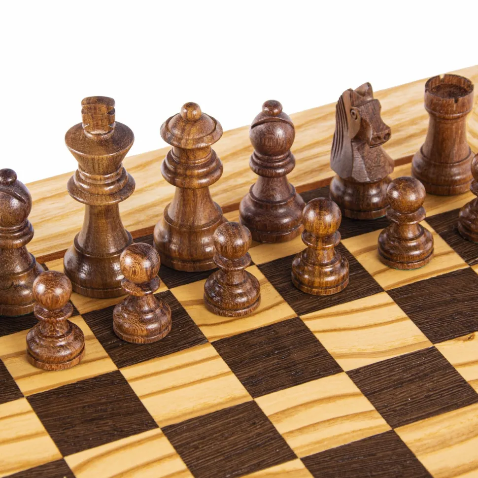 Manopoulou Schaaksets>Olive Burl Chess Set 40X40Cm (Medium) With Staunton Chessmen 7,7Cm Koning