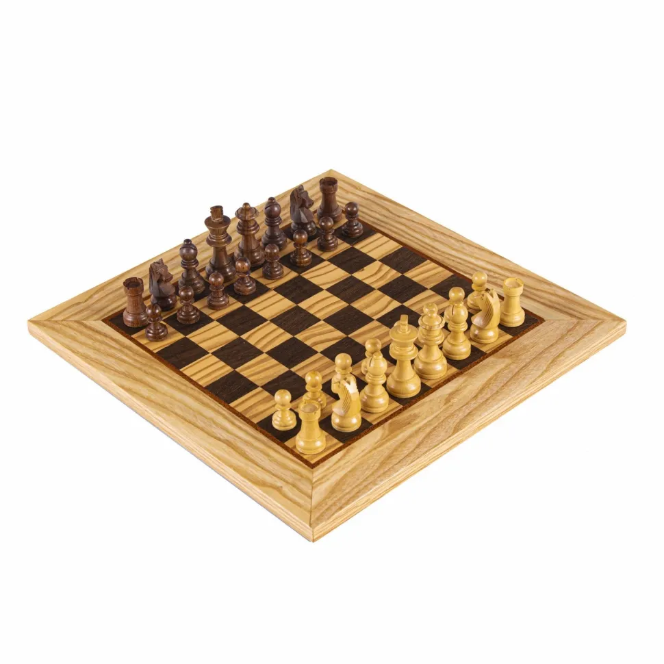 Manopoulou Schaaksets>Olive Burl Chess Set 40X40Cm (Medium) With Staunton Chessmen 7,7Cm Koning