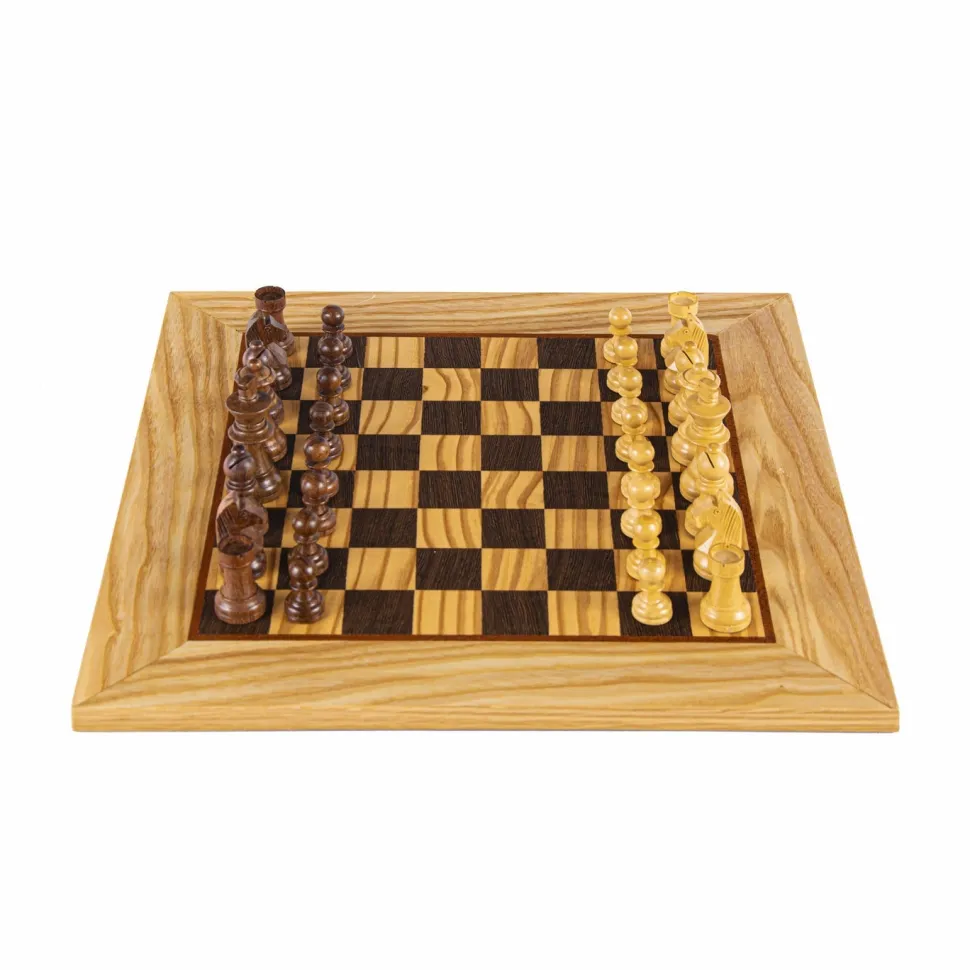 Manopoulou Schaaksets>Olive Burl Chess Set 40X40Cm (Medium) With Staunton Chessmen 7,7Cm Koning