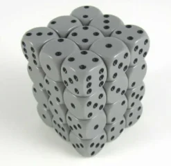 Chessex Dobbelstenen>Opaque Grey/Black D6 12Mm Dobbelsteen Set (36 Stuks)