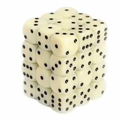 Chessex Dobbelstenen>Opaque Ivory/Black D6 12Mm Dobbelsteen Set (36 Stuks)