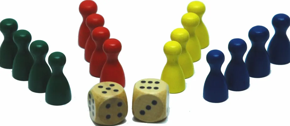 Hot Games Spelonderdelen>Pionnen Ludo 4X4 St.24Mm+2 Dobbelst.In Zak