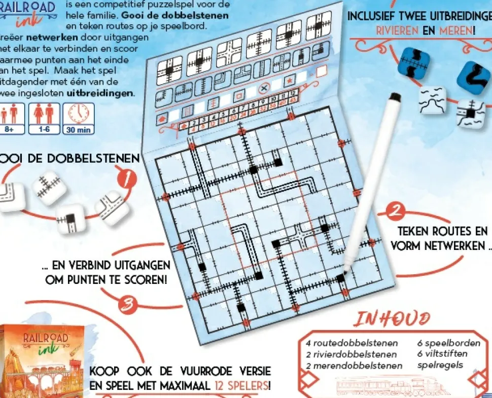 White Goblin Games Dobbelspellen>Railroad Ink (Diepblauwe Versie) - Dobbelspel