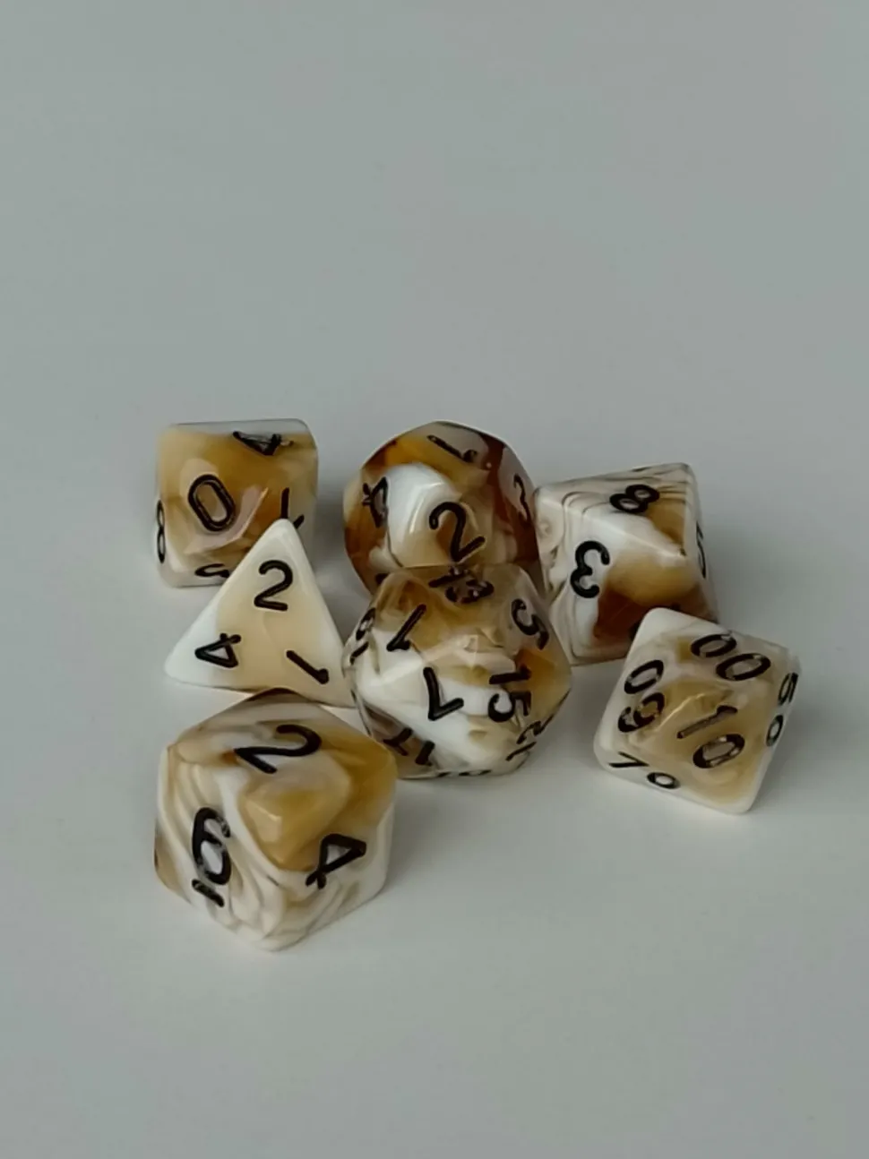 Spellenhuis Dobbelstenen>Rpg Dice Set (7) Double Color Bruin Wit