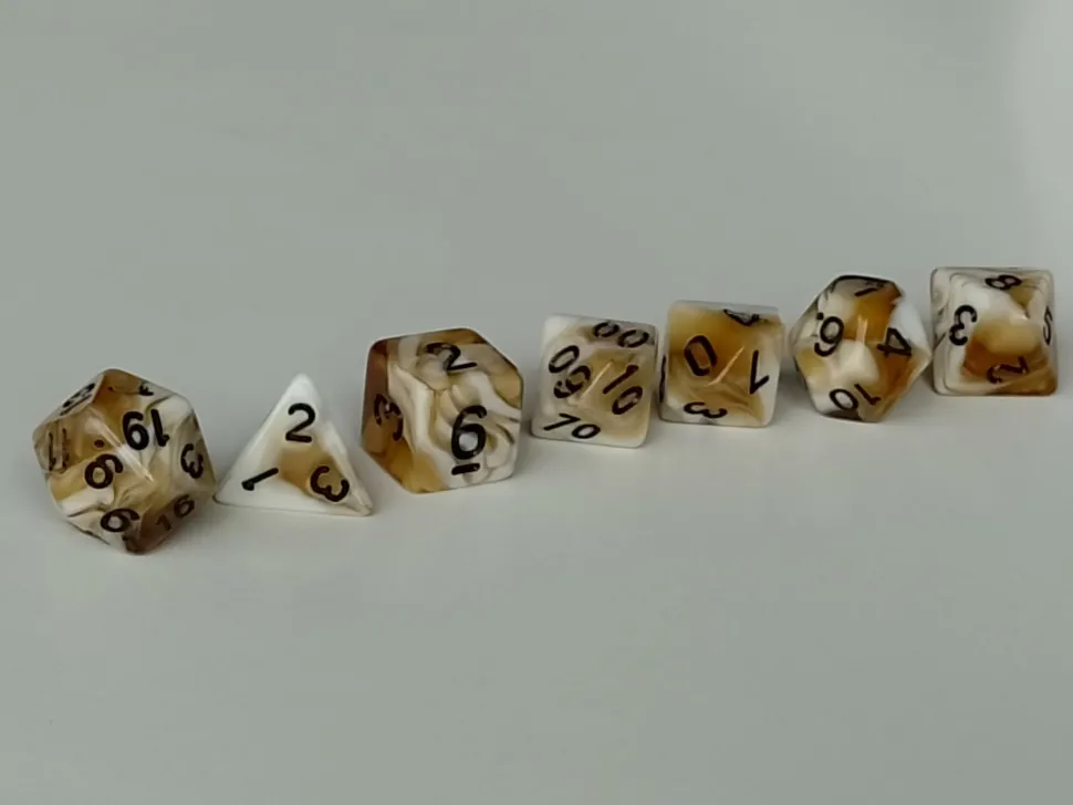 Spellenhuis Dobbelstenen>Rpg Dice Set (7) Double Color Bruin Wit