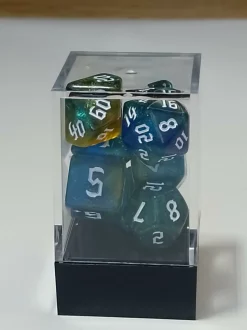 Spellenhuis Dobbelstenen>Rpg Dice Set (7) Double Color Blauw Goud Glitter