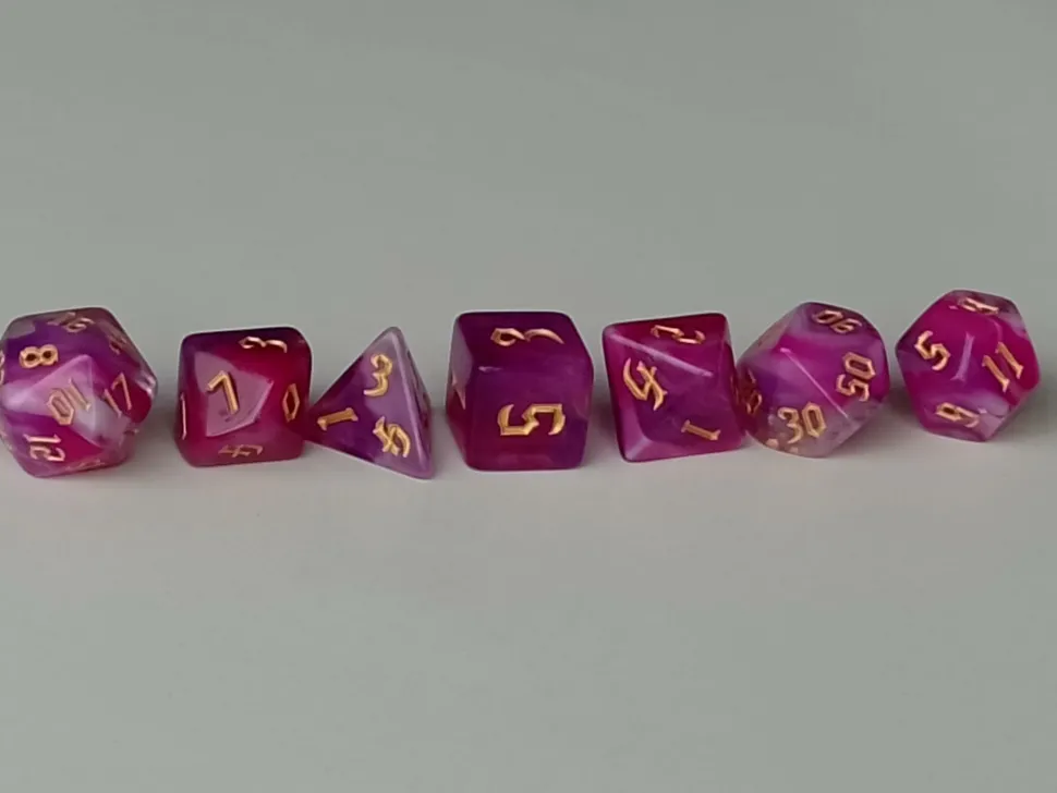 Spellenhuis Dobbelstenen>Rpg Dice Set (7) Double Transparant Roze/Paars