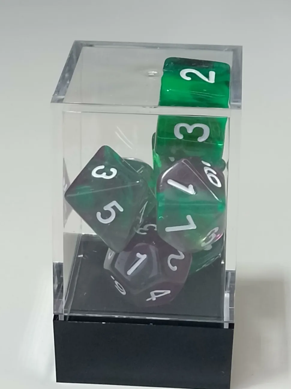 Spellehuis Dobbelstenen>Rpg Dice Set (7) Double Transparant Groen/Paars