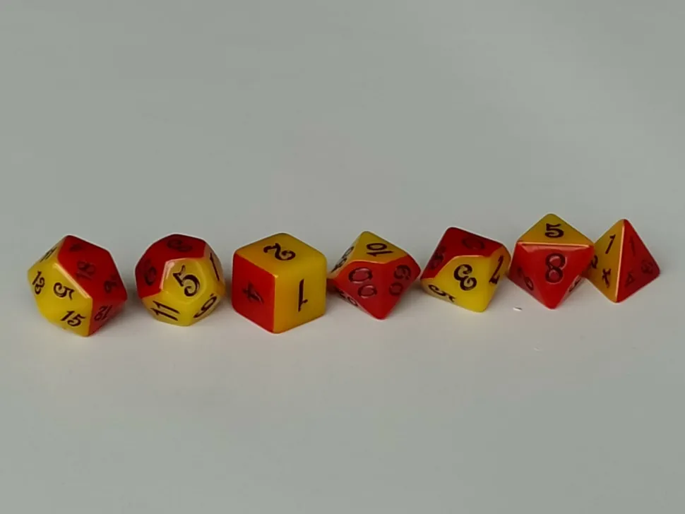 Spellenhuis Dobbelstenen>Rpg Dice Set (7) Layerd Color Geel/Rood
