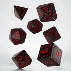 Q Workshop Dobbelstenen>Runic Black & Red Dice Set (7)
