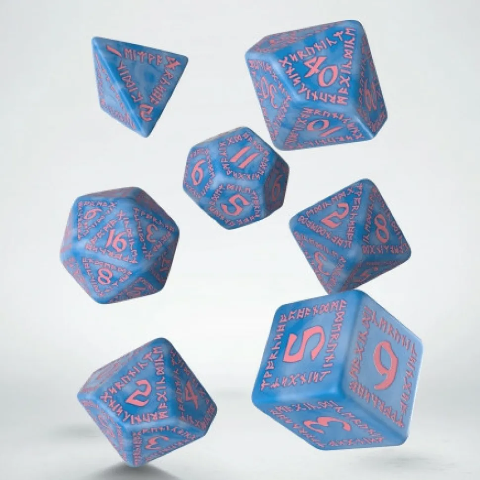 Q Workshop Dobbelstenen>Runic Glacier & Pink Dice Set (7)