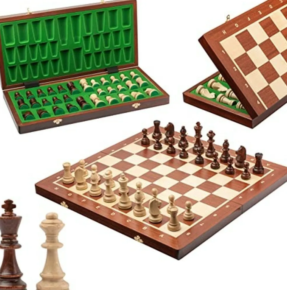 Hot Games Schaaksets>Schaakcassette - Mahonie / Essenhout. No6