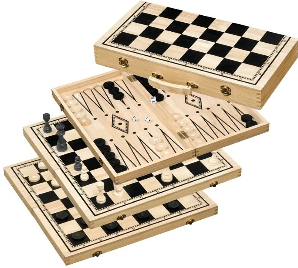 Philos Schaaksets>Schaak/Dam/Backgammon Kassette Veld 50 Mm, Koningshoogte 100 Mm