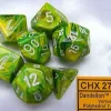 Chessex Dobbelstenen>Signature Vortex Dandelion W/White Polydice Set