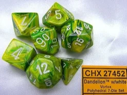 Chessex Dobbelstenen>Signature Vortex Dandelion W/White Polydice Set