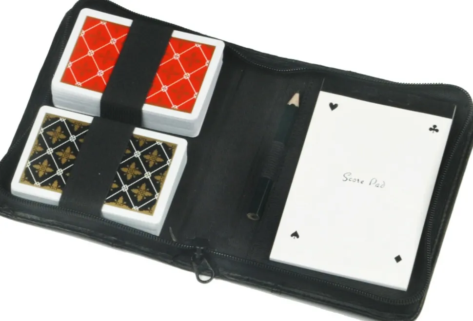 Longfield Games Kaartspellen>Speelkaart-Etui Dubbel Zwart Skai Luxe