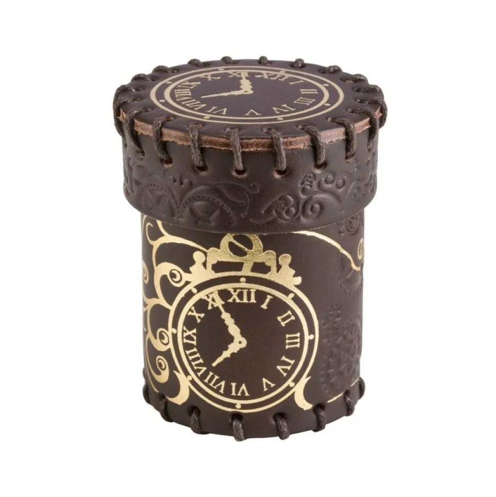 Q Workshop Dobbelstenen>Steampunk Brown & Golden Leather Dice Cup