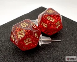 Chessex Oorbellen>Stud Earrings Glitter Ruby Mini-Poly D20