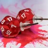 Chessex Oorbellen>Stud Earrings Translucent Red Mini-Poly D20