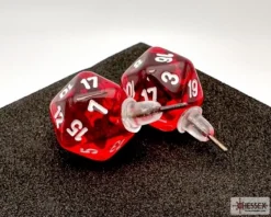 Chessex Oorbellen>Stud Earrings Translucent Red Mini-Poly D20