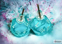 Chessex Oorbellen>Stud Earrings Translucent Teal Mini-Poly D20