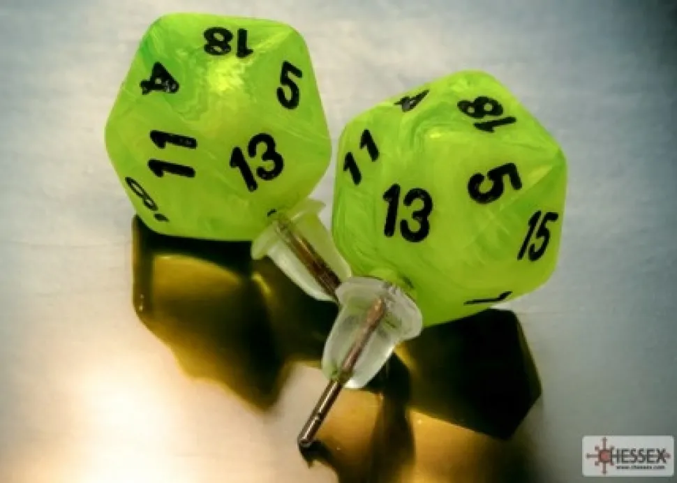 Chessex Oorbellen>Stud Earrings Vortex Bright Green Mini-Poly D20