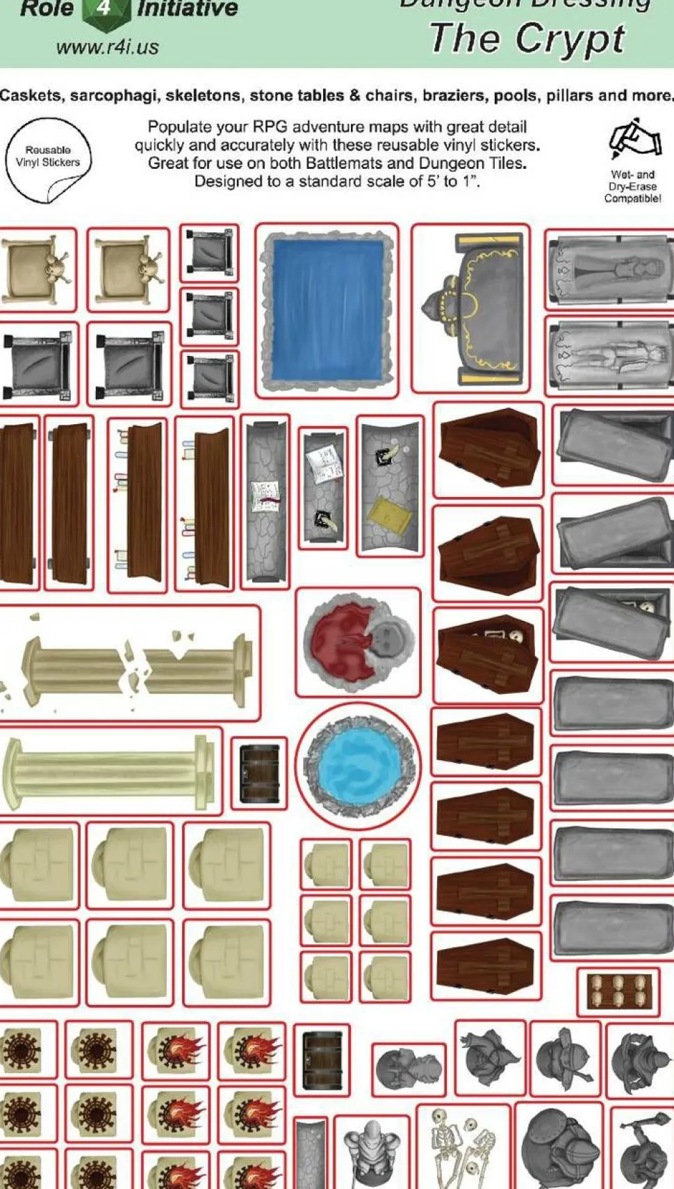 Role 4 Initiative Battlemats>Thecrypts: Dungeon Dressing: Dry Erase Vinyl Stickers