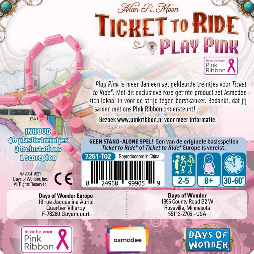 Days of Wonder Spelonderdelen>Ticket To Ride: Play Pink