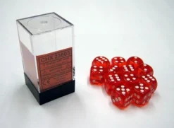 Chessex Dobbelstenen>Translucent Orange/White D6 16Mm Dobbelsteen Set (12 Stuks)