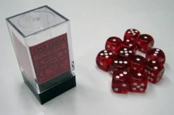 Chessex Dobbelstenen>Translucent Red/White D6 16Mm Dobbelsteen Set (12 Stuks)