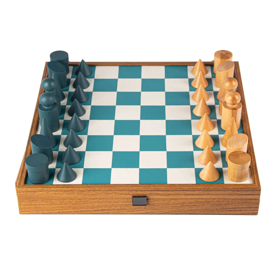 Manopoulou Schaaksets>Turquoise Schaakset 40X40Cm Met Schaakstukken