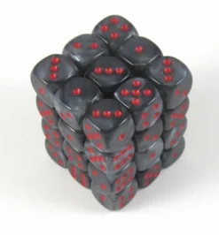 Chessex Dobbelstenen>Velvet Black/Red D6 12Mm Dobbelsteen Set (36 Stuks)
