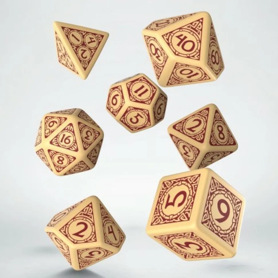 Q Workshop Dobbelstenen>Viking Beige & Burgundy Dice Set (7)