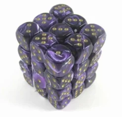 Chessex Dobbelstenen>Vortex Purple/Gold D6 12Mm Dobbelsteen Set (36 Stuks)